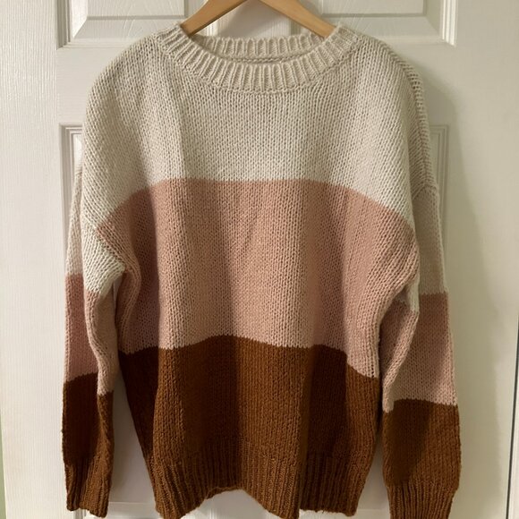 Woven Heart Color Block Sweater, size M - Picture 1 of 3